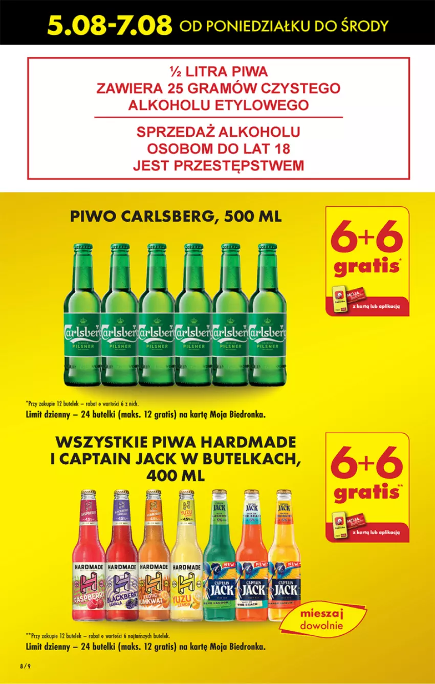 Gazetka promocyjna Biedronka - Od poniedzialku - ważna 05.08 do 10.08.2024 - strona 8 - produkty: Captain Jack, Carlsberg, Gra, Piwa, Piwo