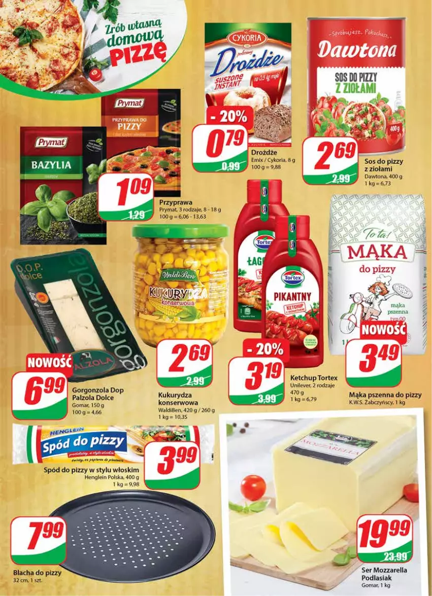 Gazetka promocyjna Dino - Gazetka - ważna 05.05 do 11.05.2021 - strona 6 - produkty: Dawtona, Drożdże, Ketchup, Kukurydza, Mąka, Mąka pszenna, Mozzarella, Piec, Prymat, Ser, Sos, Sos do pizzy, Spód do pizzy