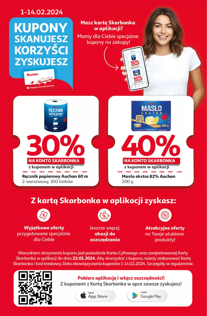 Gazetka promocyjna Auchan - Gazetka Z miłości do okazji Supermarket Auchan - ważna 08.02 do 14.02.2024 - strona 2 - produkty: Masło, Papier, Ręcznik