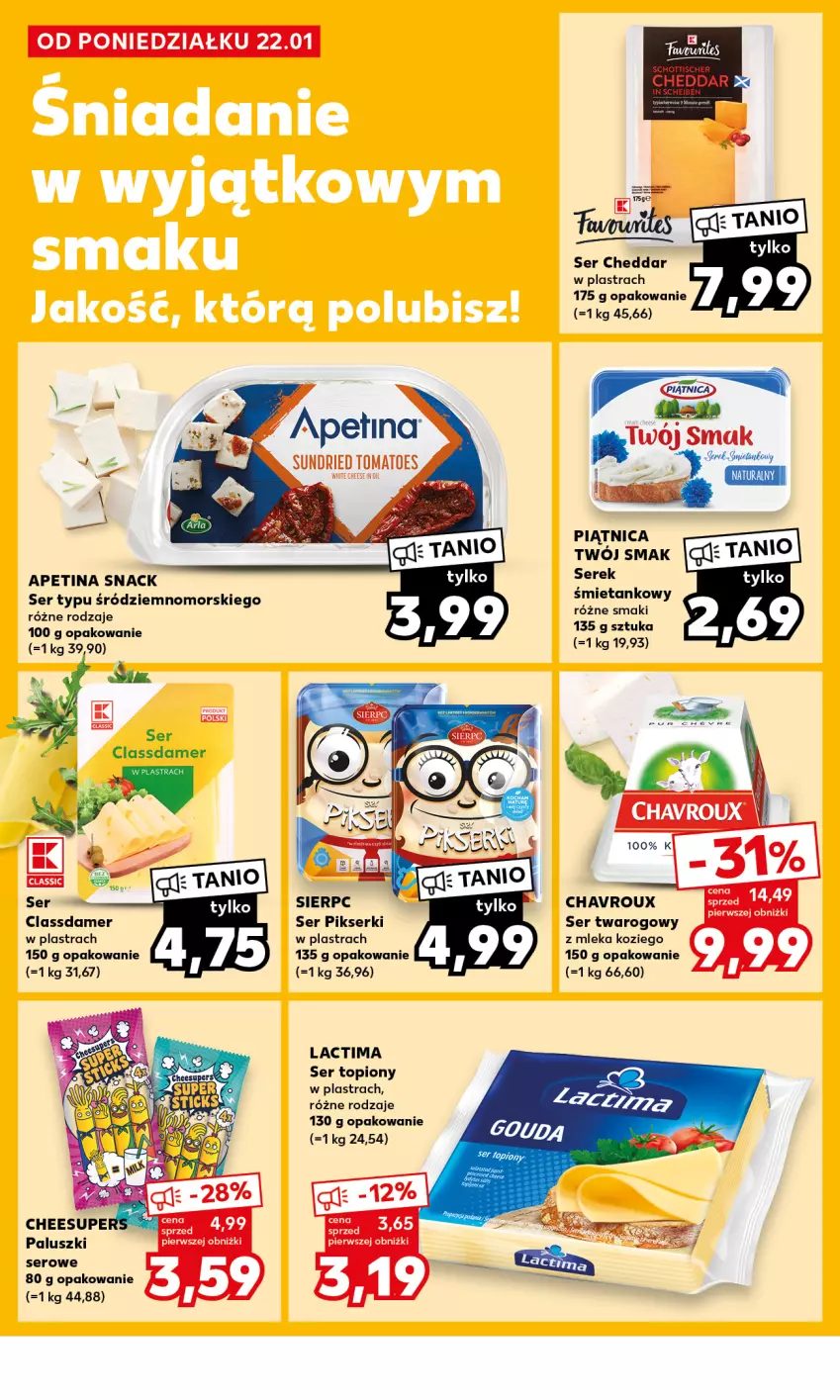 Gazetka promocyjna Kaufland - Mocny Start - ważna 22.01 do 24.01.2024 - strona 20 - produkty: Cheddar, Fa, Piątnica, Ser, Ser topiony, Ser twarogowy, Serek, Top, Twój Smak