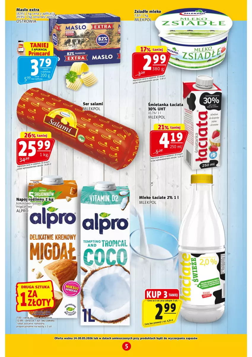Gazetka promocyjna Prim Market - ważna 14.05 do 20.05.2026 - strona 5 - produkty: Alpro, Kokos, Masło, Mleko, Ryż, Salami, Sejf, Ser, Ser salami, Tropical, Tusz