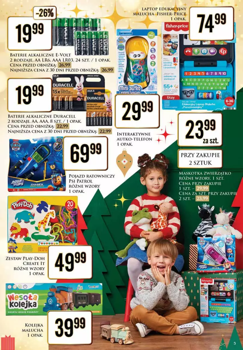 Gazetka promocyjna Dino - Katalog non food 27.11- 10.12 - ważna 27.11 do 10.12.2023 - strona 5 - produkty: Baterie alkaliczne, Fisher-Price, Koc, Kolejka, Olej, Play-Doh, Pojazd, Por, Psi Patrol, Telefon, Tera, Top