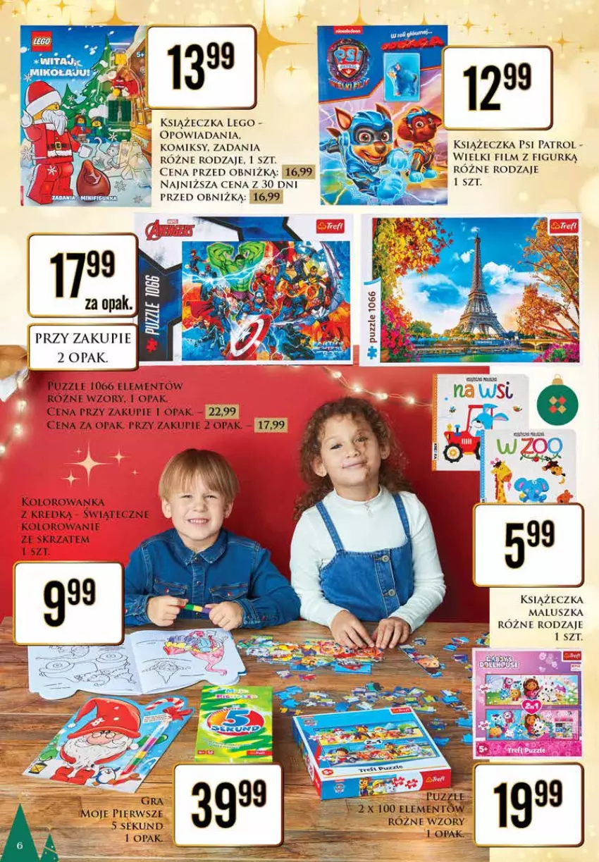 Gazetka promocyjna Dino - Katalog non food 27.11- 10.12 - ważna 27.11 do 10.12.2023 - strona 6 - produkty: 5 Sekund, Gra, Kolorowanka, LEGO, Psi Patrol, Puzzle, Skrzat