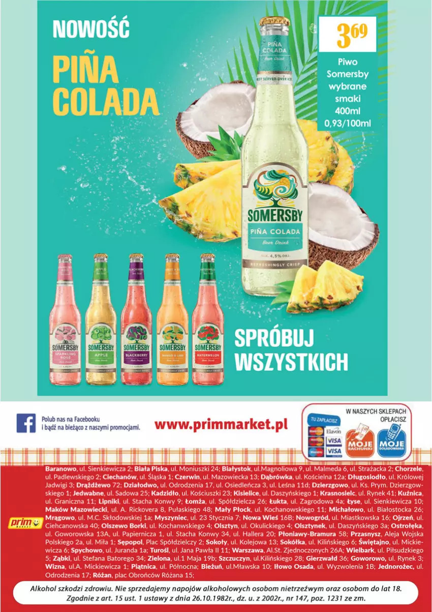 Gazetka promocyjna Prim Market - Gazetka - ważna 01.06 do 30.06.2021 - strona 8 - produkty: Fa, Gra, Jednorożec, Kisiel, Koc, Malm, Olej, Papier, Piątnica, Róża, Sok, Sokół, Somersby, Stock