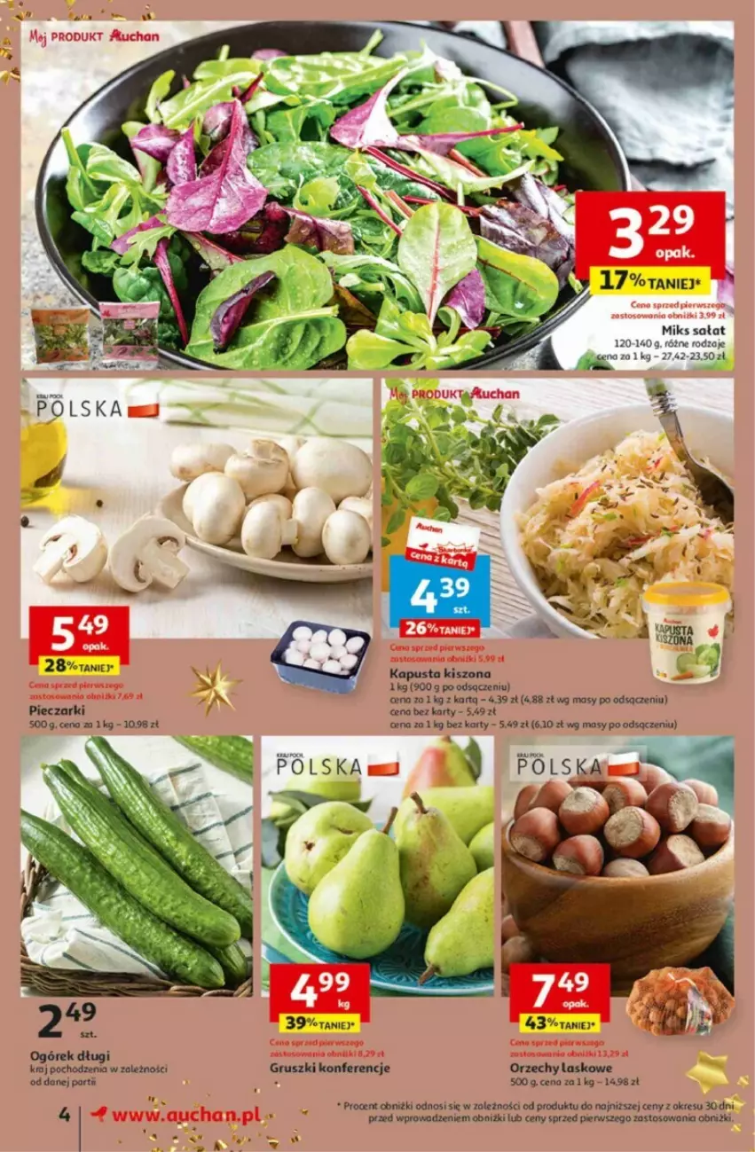 Gazetka promocyjna Auchan - ważna 16.11 do 22.11.2023 - strona 4 - produkty: Gruszki, Ogórek, Piec, Por, Sałat