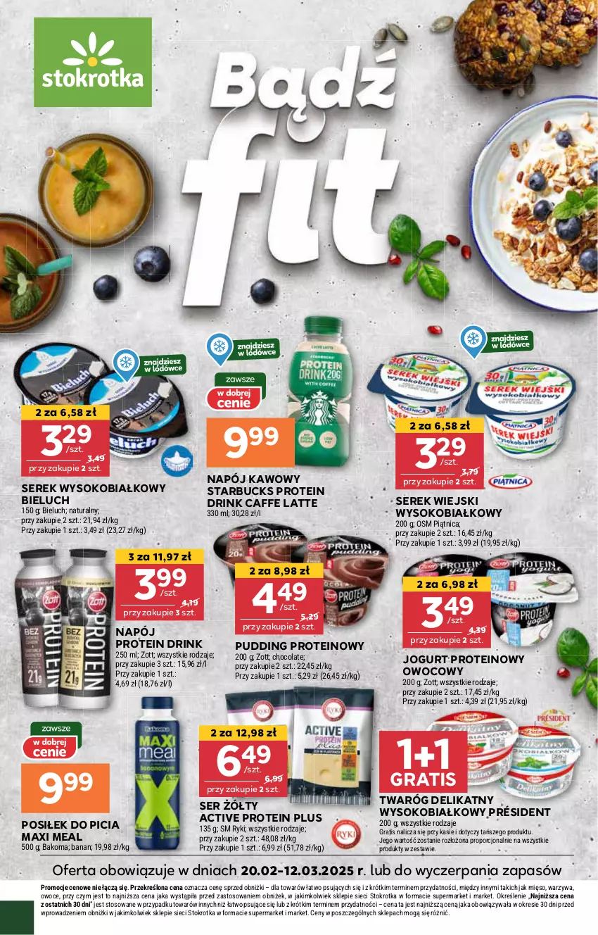 Gazetka promocyjna Stokrotka - Supermarket - ważna 27.02 do 05.03.2025 - strona 14 - produkty: Bieluch, Gra, Jogurt, Mięso, Napój, Owoce, Por, Président, Pudding, Ser, Serek, Serek wiejski, Sok, Twaróg, Twaróg delikatny, Warzywa, Zott