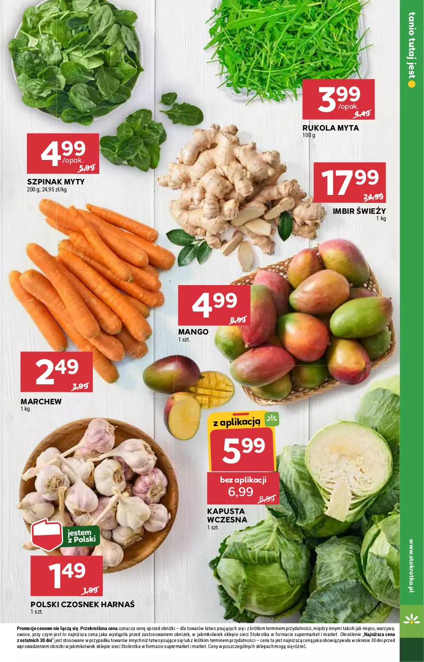 Gazetka promocyjna Stokrotka - Supermarket - ważna 27.02 do 05.03.2025 - strona 7 - produkty: Czosnek, Harnaś, Imbir, Mango, Mięso, Owoce, Rukola, Szpinak, Warzywa