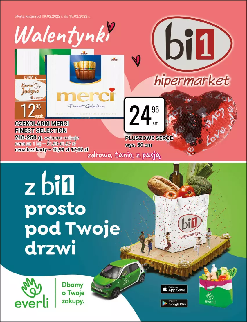 Gazetka promocyjna Bi1 - Walentynki - ważna 09.02 do 15.02.2022 - strona 1 - produkty: Drzwi, Merci, Ser