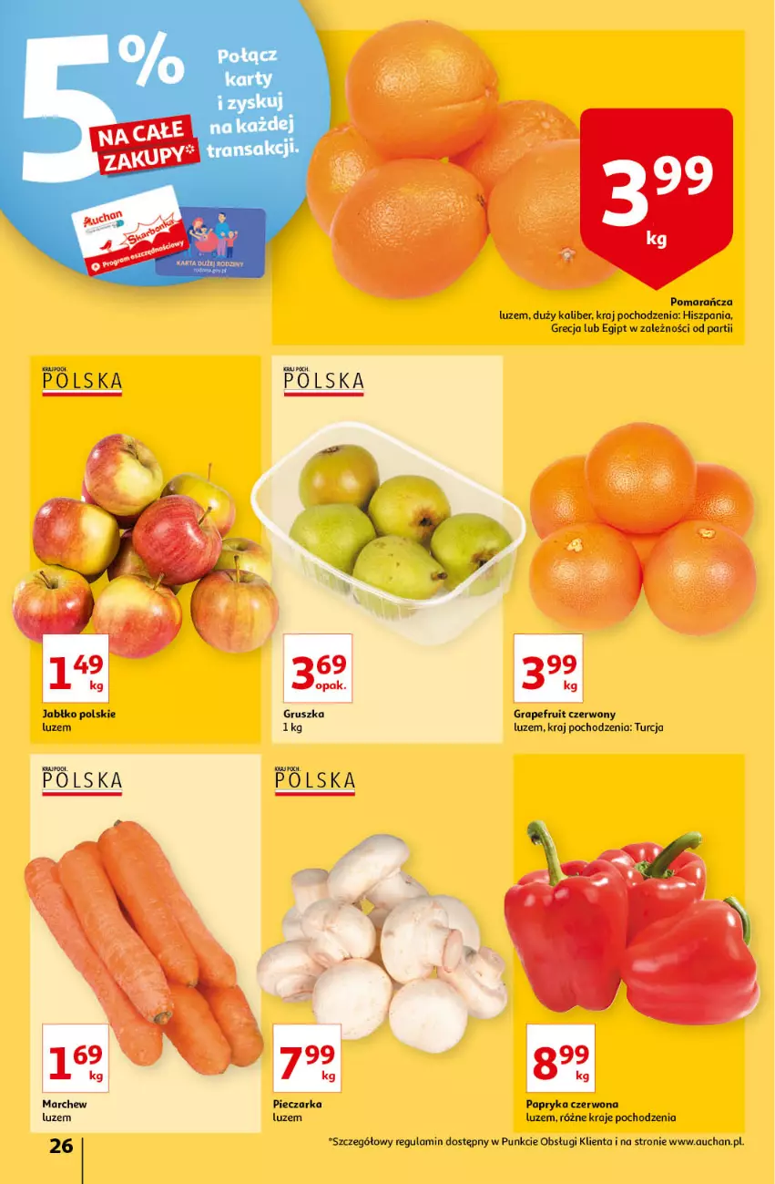 Gazetka promocyjna Auchan - Maxi Paki Niskie Ceny Hipermarkety - ważna 13.01 do 19.01.2022 - strona 26 - produkty: Gra, Papryka, Papryka czerwona, Piec, Pieczarka, Tran