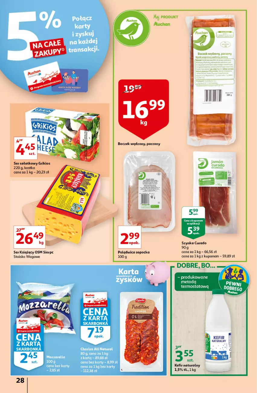Gazetka promocyjna Auchan - Maxi Paki Niskie Ceny Hipermarkety - ważna 13.01 do 19.01.2022 - strona 28 - produkty: Boczek, Kefir, Kefir naturalny, Ser, Szynka, Termos
