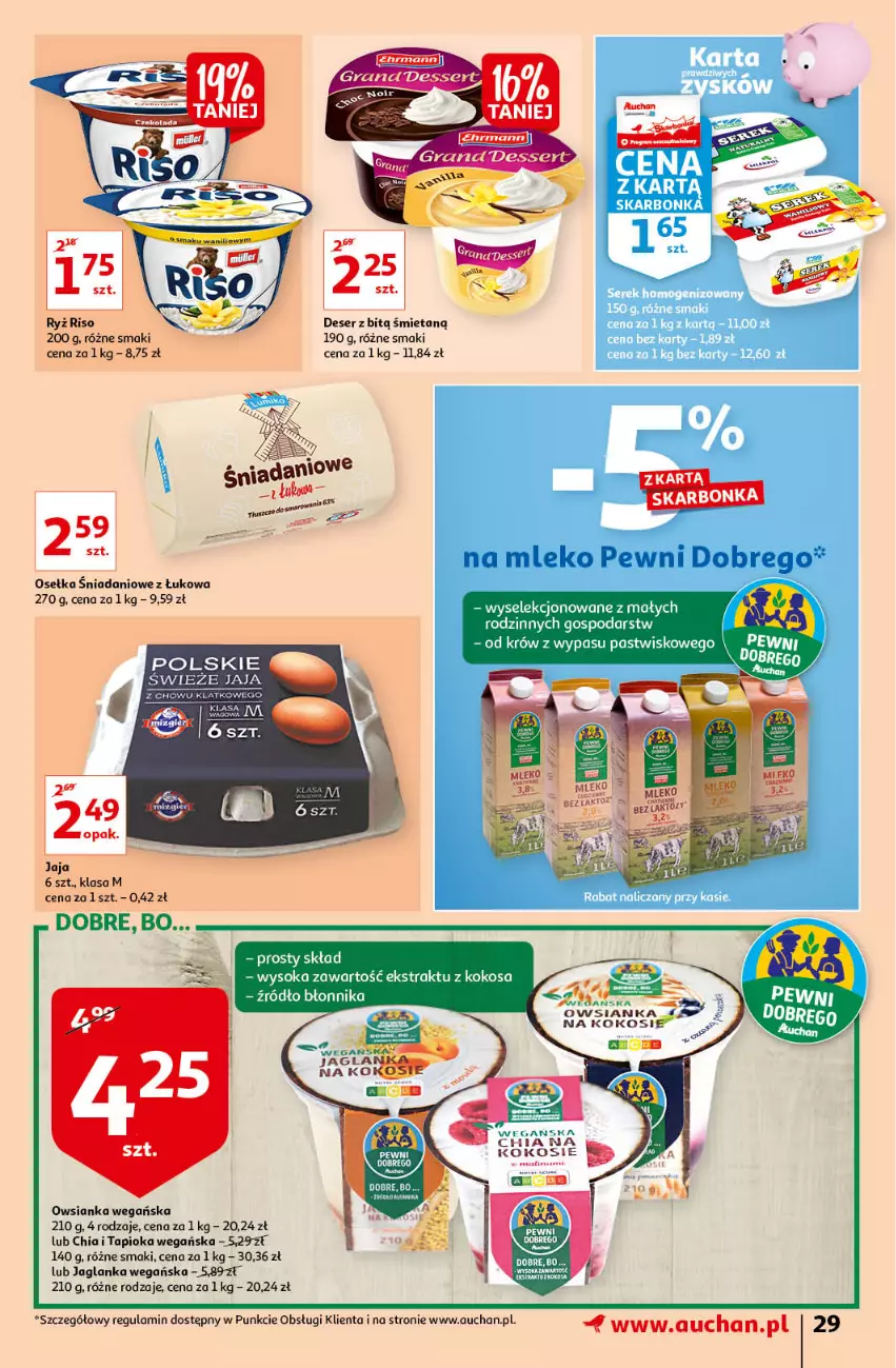 Gazetka promocyjna Auchan - Maxi Paki Niskie Ceny Hipermarkety - ważna 13.01 do 19.01.2022 - strona 29 - produkty: Chia, Deser, Jaglanka, Jaja, Kokos, Mleko, Owsianka, Ryż, Ser, Sok