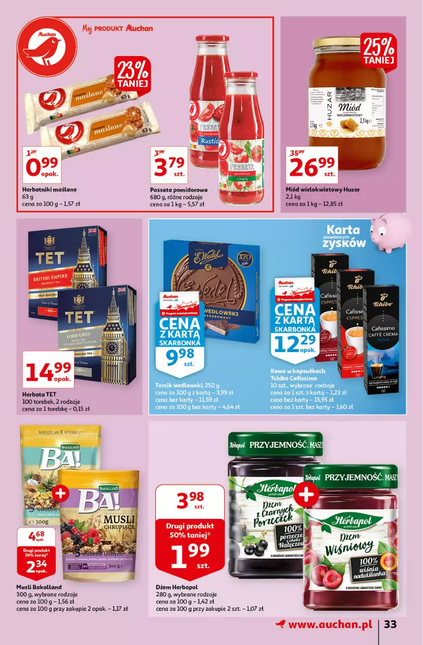 Gazetka promocyjna Auchan - Maxi Paki Niskie Ceny Hipermarkety - ważna 13.01 do 19.01.2022 - strona 33 - produkty: Bakalland, Cafissimo, Dżem, Herbapol, Herbata, Herbatniki, Miód, Mus
