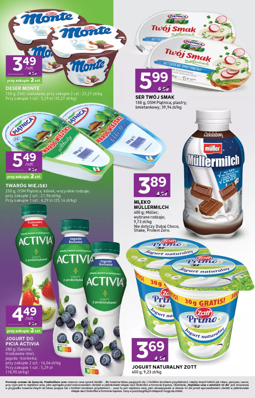 Gazetka promocyjna Stokrotka - Stokrotka Express - ważna 07.08 do 12.08.2025 - strona 4 - produkty: Activia, Borówka, Danone, Jogurt, Jogurt naturalny, Kiwi, Mięso, Mleko, Owoce, Piątnica, Ser, Twaróg, Twój Smak, Zott