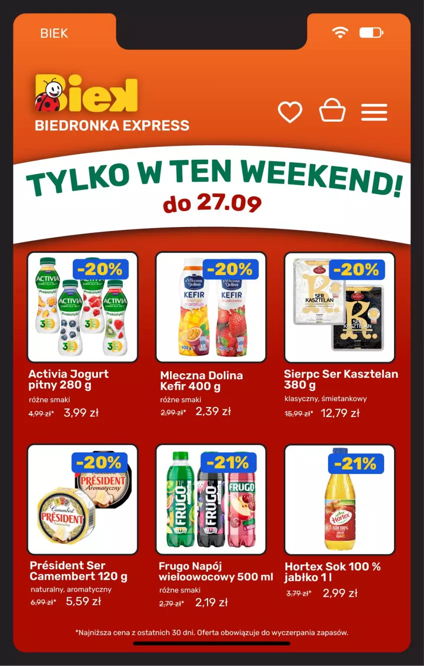 Gazetka promocyjna Biedronka - BIEK - ważna 25.09 do 02.10.2026 - strona 19 - produkty: Kefir
