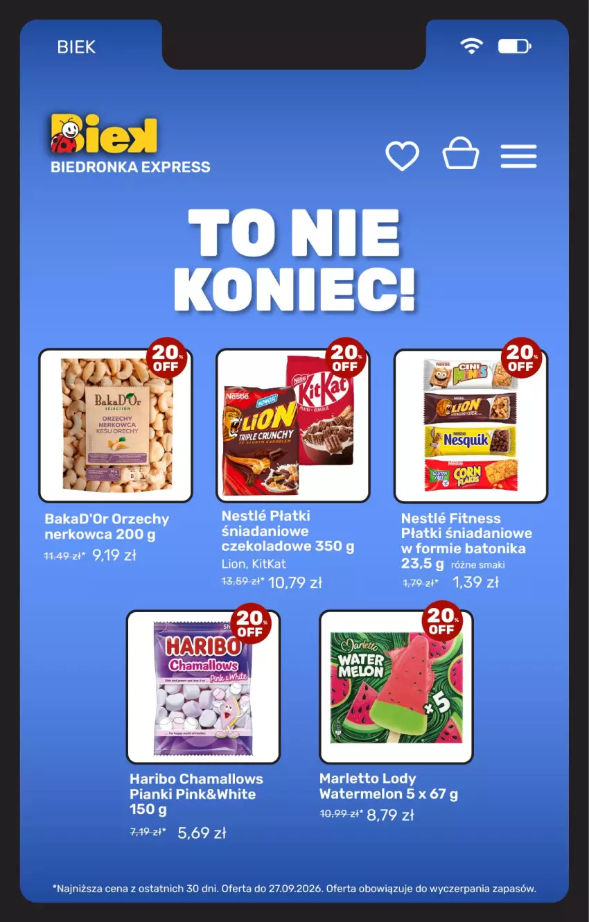 Gazetka promocyjna Biedronka - BIEK - ważna 25.09 do 02.10.2026 - strona 29 - produkty: Baton, Danio, Hama, Haribo, Inka, Lion, Lody, Melon, Tonik