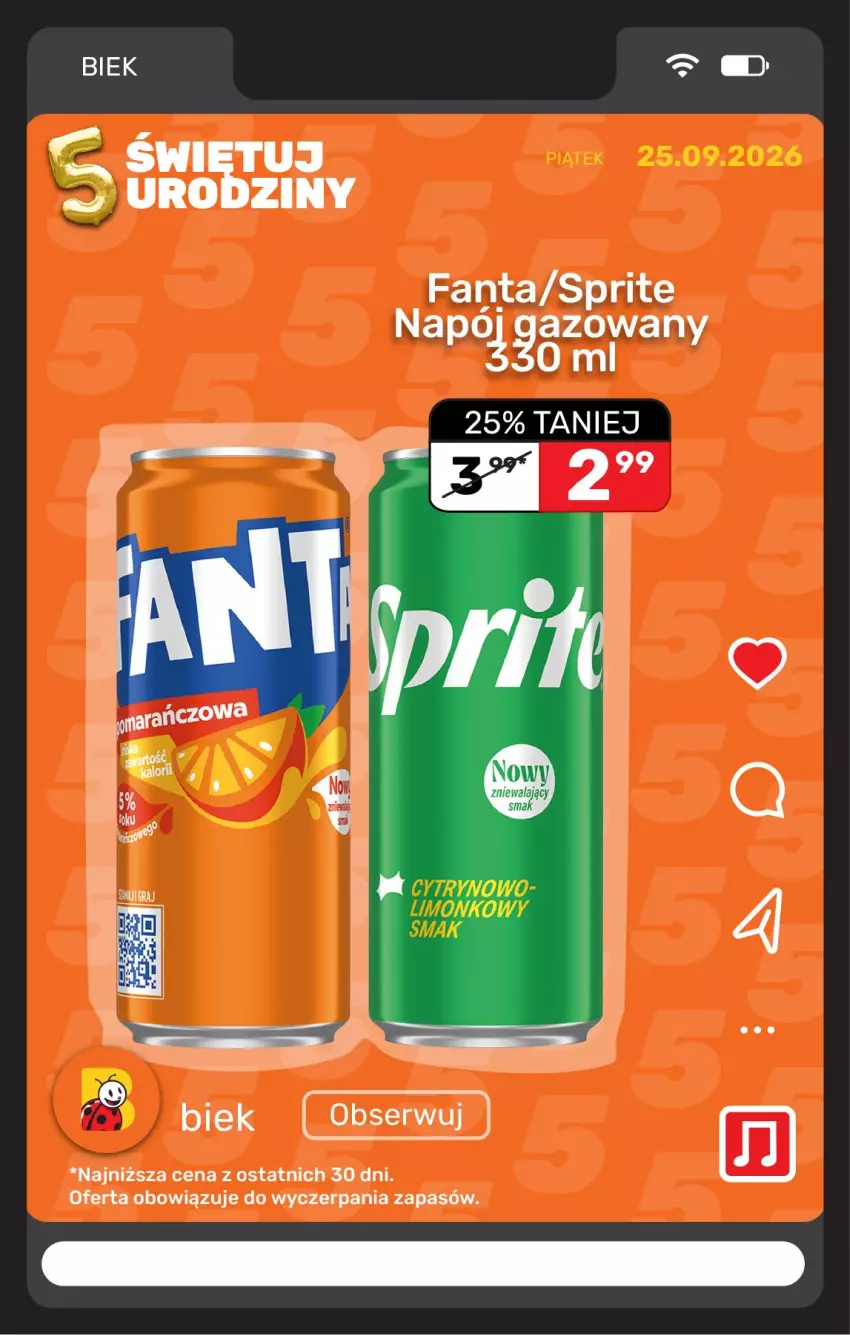 Gazetka promocyjna Biedronka - BIEK - ważna 25.09 do 02.10.2026 - strona 6 - produkty: Fa, Fanta, Ser, Sprite