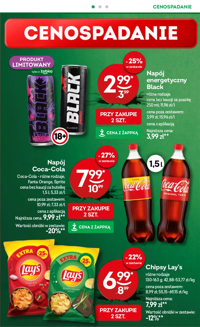 Gazetka promocyjna Żabka - ważna 08.10 do 21.10.2025 - strona 10 - produkty: Cenos, Chipsy, Coca-Cola, Fa, Fanta, Lack, Lay’s, Napój, Napój energetyczny, Sprite
