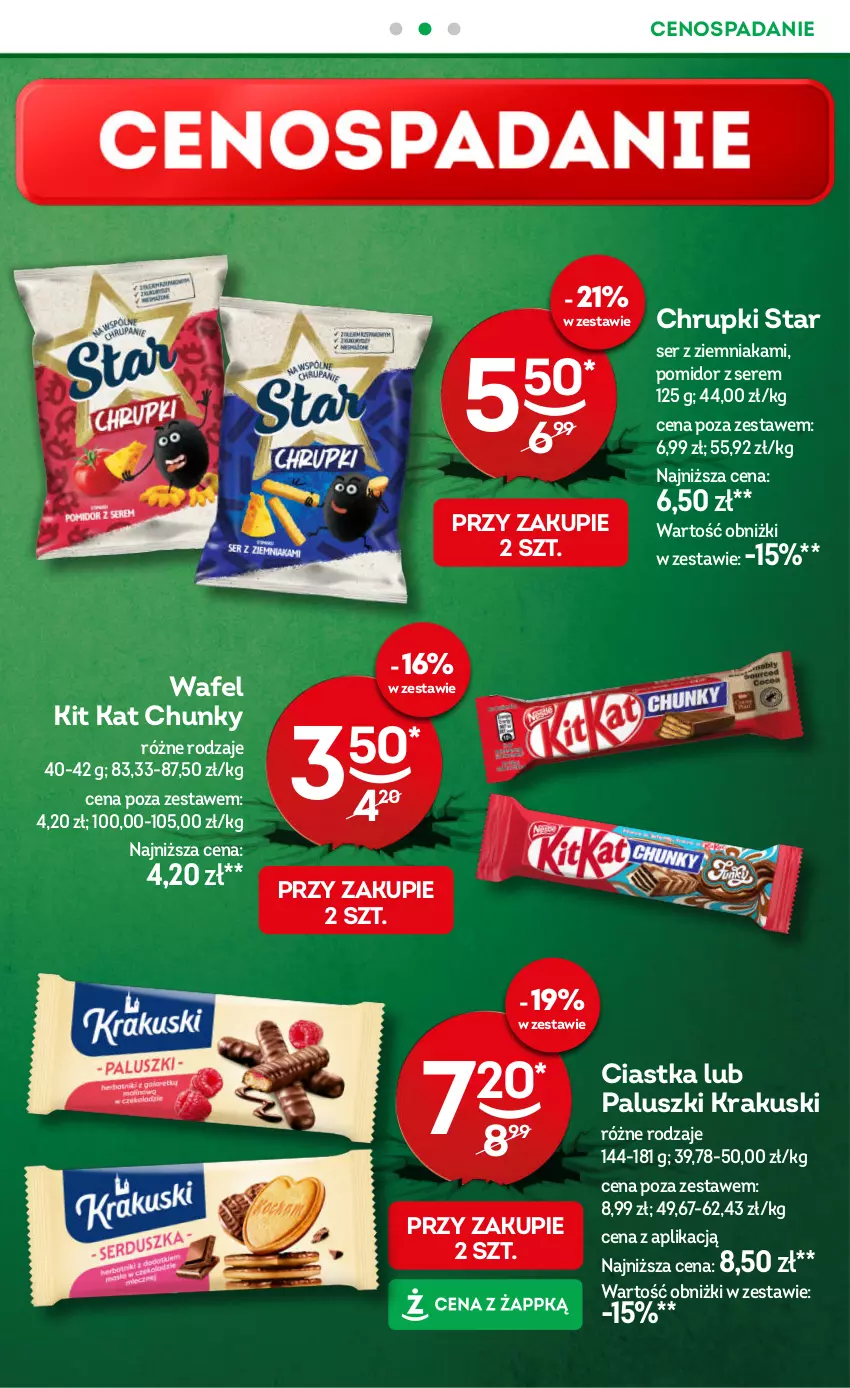 Gazetka promocyjna Żabka - ważna 08.10 do 21.10.2025 - strona 11 - produkty: Cenos, Chrupki, Ciastka, Kit Kat, Krakus, Krakuski, Ser