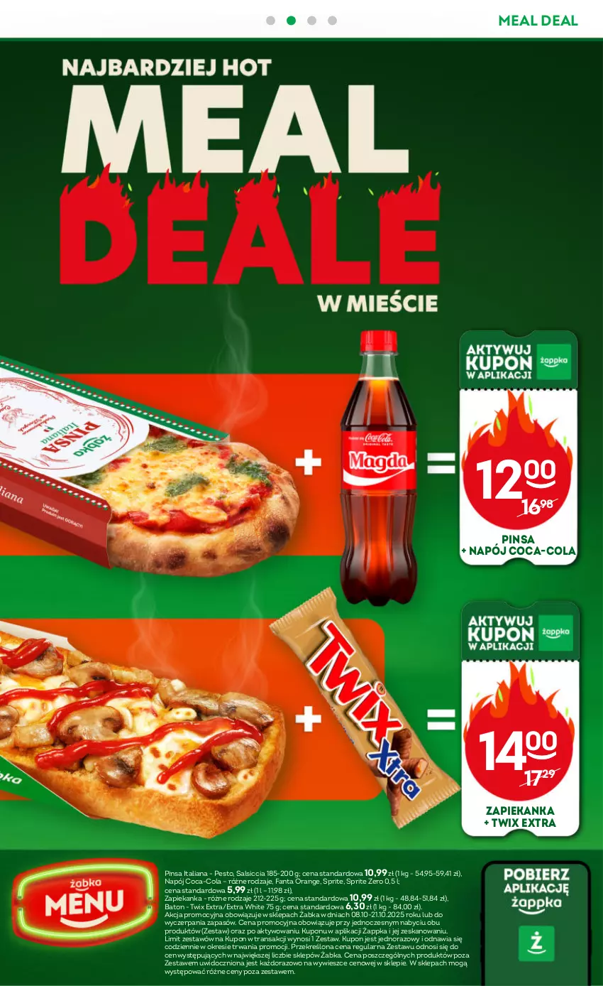 Gazetka promocyjna Żabka - ważna 08.10 do 21.10.2025 - strona 49 - produkty: Baton, Coca-Cola, Fa, Fanta, Napój, Pesto, Sprite, Tran, Twix, Zapiekanka