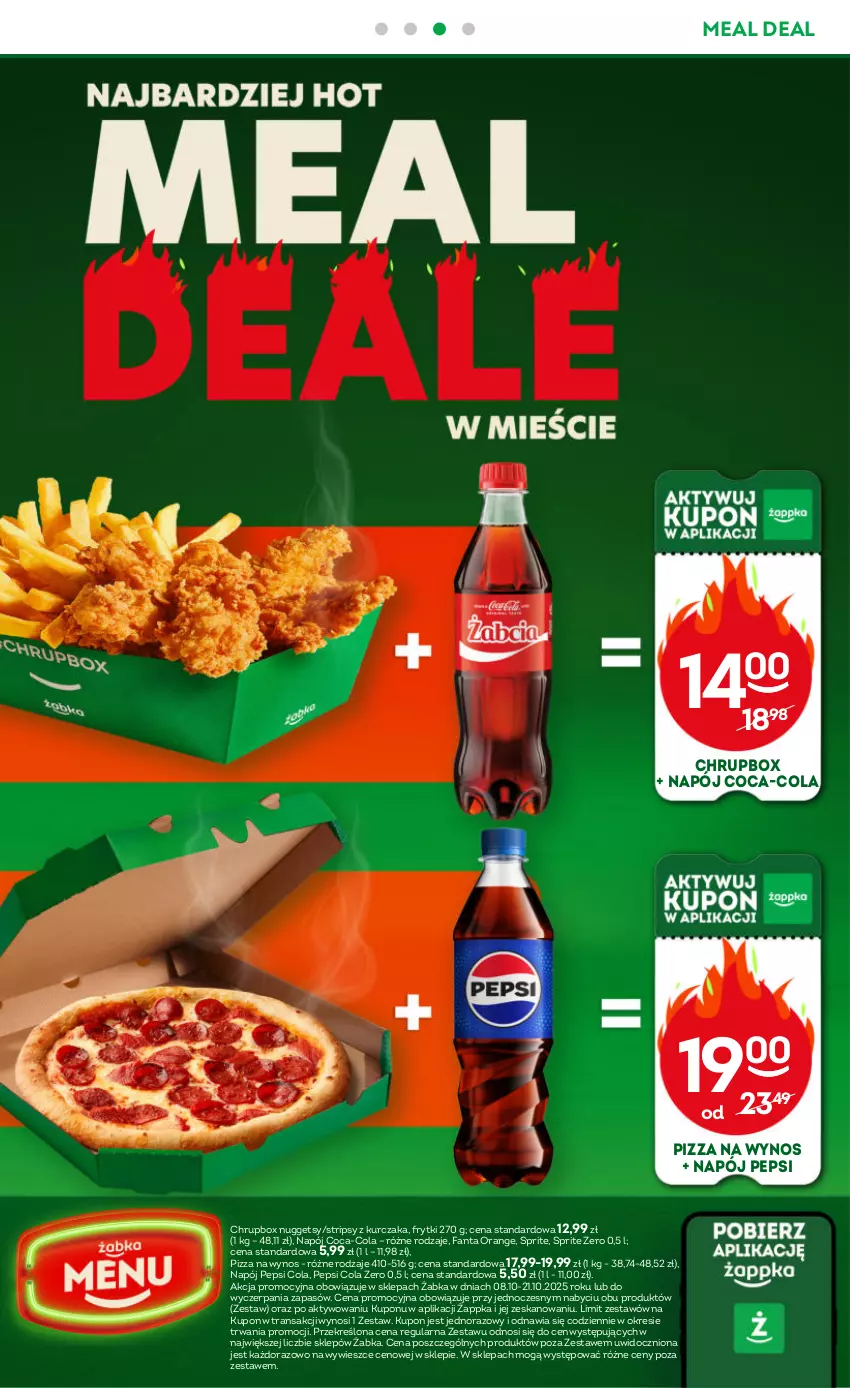 Gazetka promocyjna Żabka - ważna 08.10 do 21.10.2025 - strona 50 - produkty: Coca-Cola, Fa, Fanta, Frytki, Kurczak, Napój, Pepsi, Pizza, Sprite, Tran