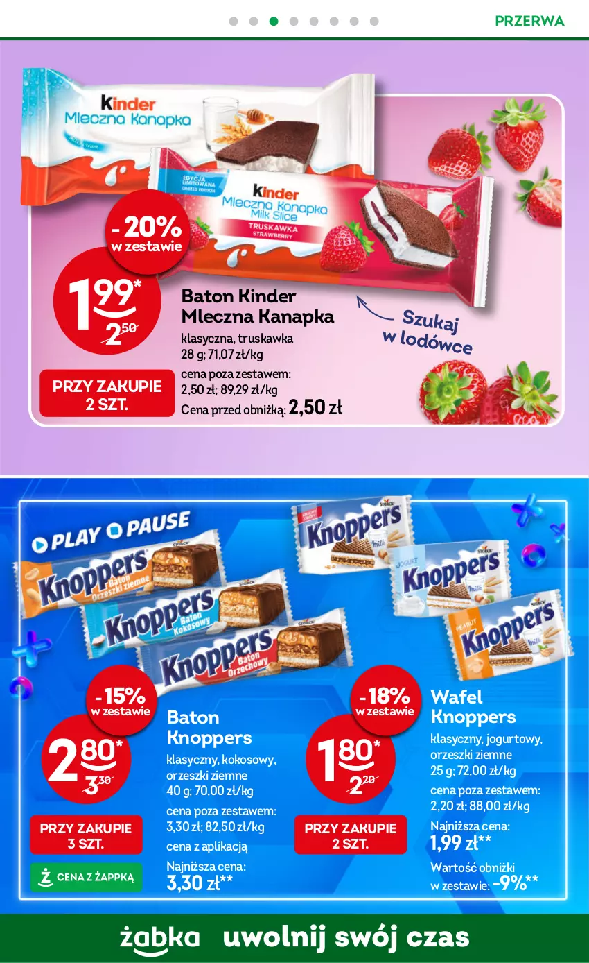Gazetka promocyjna Żabka - ważna 08.10 do 21.10.2025 - strona 58 - produkty: Baton, Jogurt, Kinder, Knoppers, Kokos, Mleczna kanapka, Orzeszki, Orzeszki ziemne