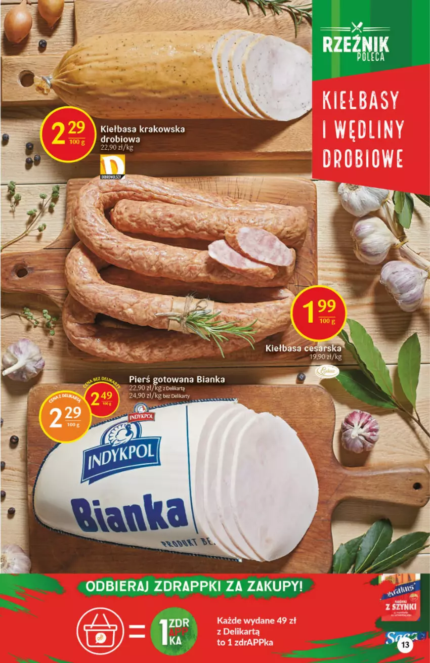 Gazetka promocyjna Delikatesy Centrum - Gazetka Delikatesy Centrum - ważna 30.09 do 06.10.2021 - strona 13 - produkty: Bianka, Kiełbasa, Kiełbasa krakowska