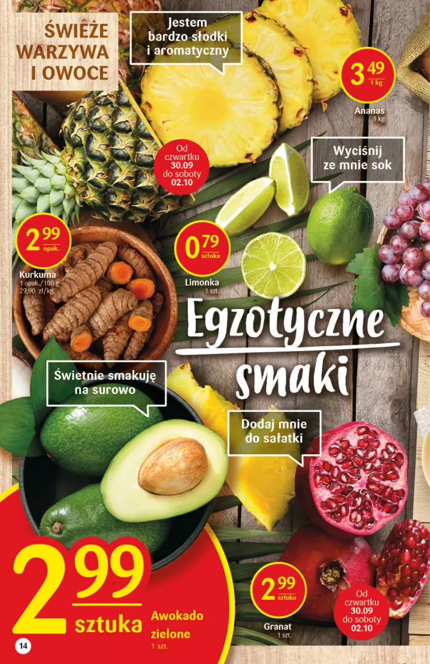 Gazetka promocyjna Delikatesy Centrum - Gazetka Delikatesy Centrum - ważna 30.09 do 06.10.2021 - strona 14 - produkty: Gra, Granat, Kurkuma, Sałat, Warzywa