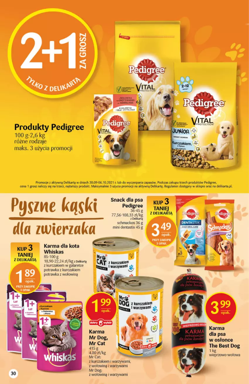 Gazetka promocyjna Delikatesy Centrum - Gazetka Delikatesy Centrum - ważna 30.09 do 06.10.2021 - strona 30 - produkty: Gala, Kurczak, Pedigree, Warzywa, Whiskas