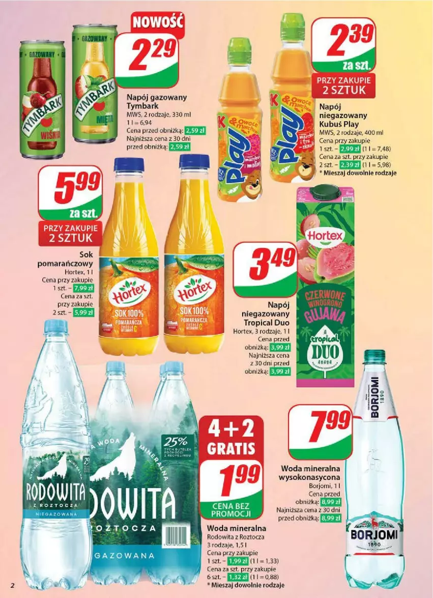 Gazetka promocyjna Dino - ważna 28.05 do 03.06.2025 - strona 12 - produkty: Gra, Hortex, Kubuś, Napój, Napój gazowany, Sok, Tropical, Tymbark, Woda, Woda mineralna