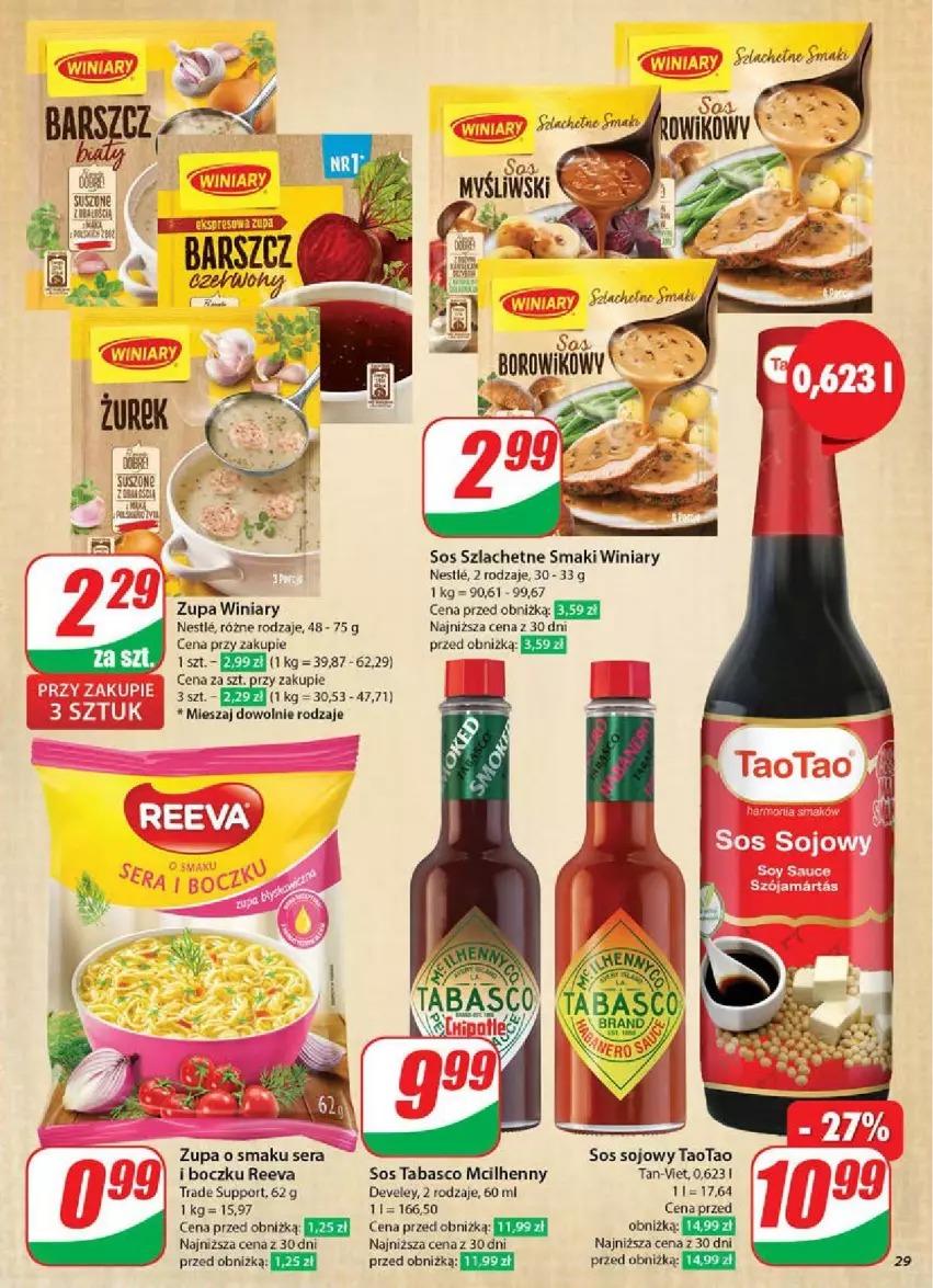 Gazetka promocyjna Dino - ważna 28.05 do 03.06.2025 - strona 22 - produkty: EPEE, Fa, Por, Ser, Sok, Sos, Sos sojowy, Sos tabasco, TaoTao, Winiary, Zupa