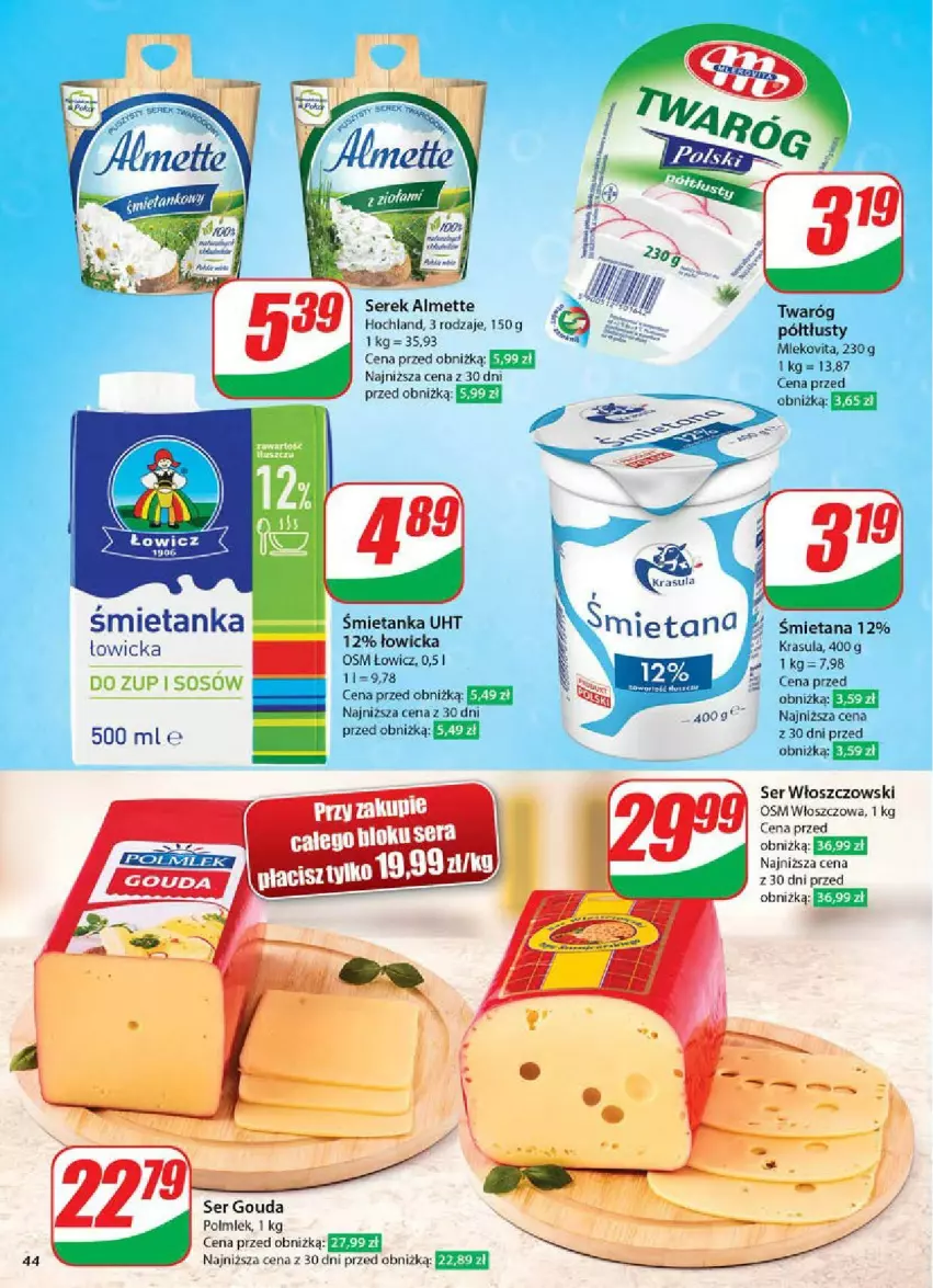 Gazetka promocyjna Dino - ważna 28.05 do 03.06.2025 - strona 39 - produkty: Almette, Fa, Gouda, Hochland, POLMLEK, Ser, Serek, Twaróg, Twaróg półtłusty, Włoszczowski