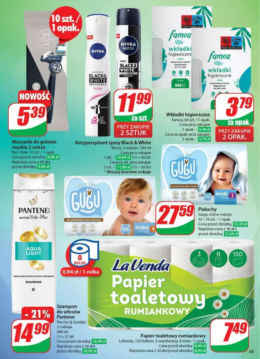 Gazetka promocyjna Dino - ważna 28.05 do 03.06.2025 - strona 62 - produkty: Antyperspirant, Atomic, Fa, Lack, Nivea, Pantene, Papier, Papier toaletowy, Pieluchy, Rum, Szampon, Wkładki