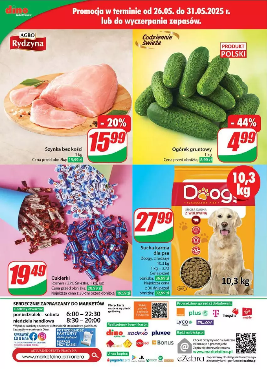 Gazetka promocyjna Dino - ważna 28.05 do 03.06.2025 - strona 68 - produkty: Cukier, Cukierki, Grunt, Ogórek, Ser, Sucha karma, Szynka, Tera