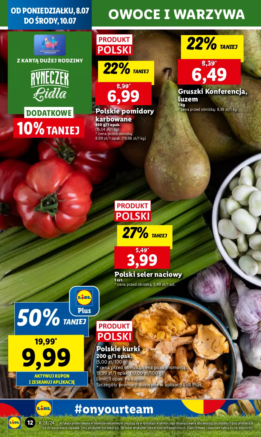 Gazetka promocyjna Lidl - GAZETKA - ważna 08.07 do 10.07.2024 - strona 14 - produkty: Chleb, Gruszki, Owoce, Pomidory, Seler naciowy, Ser, Warzywa