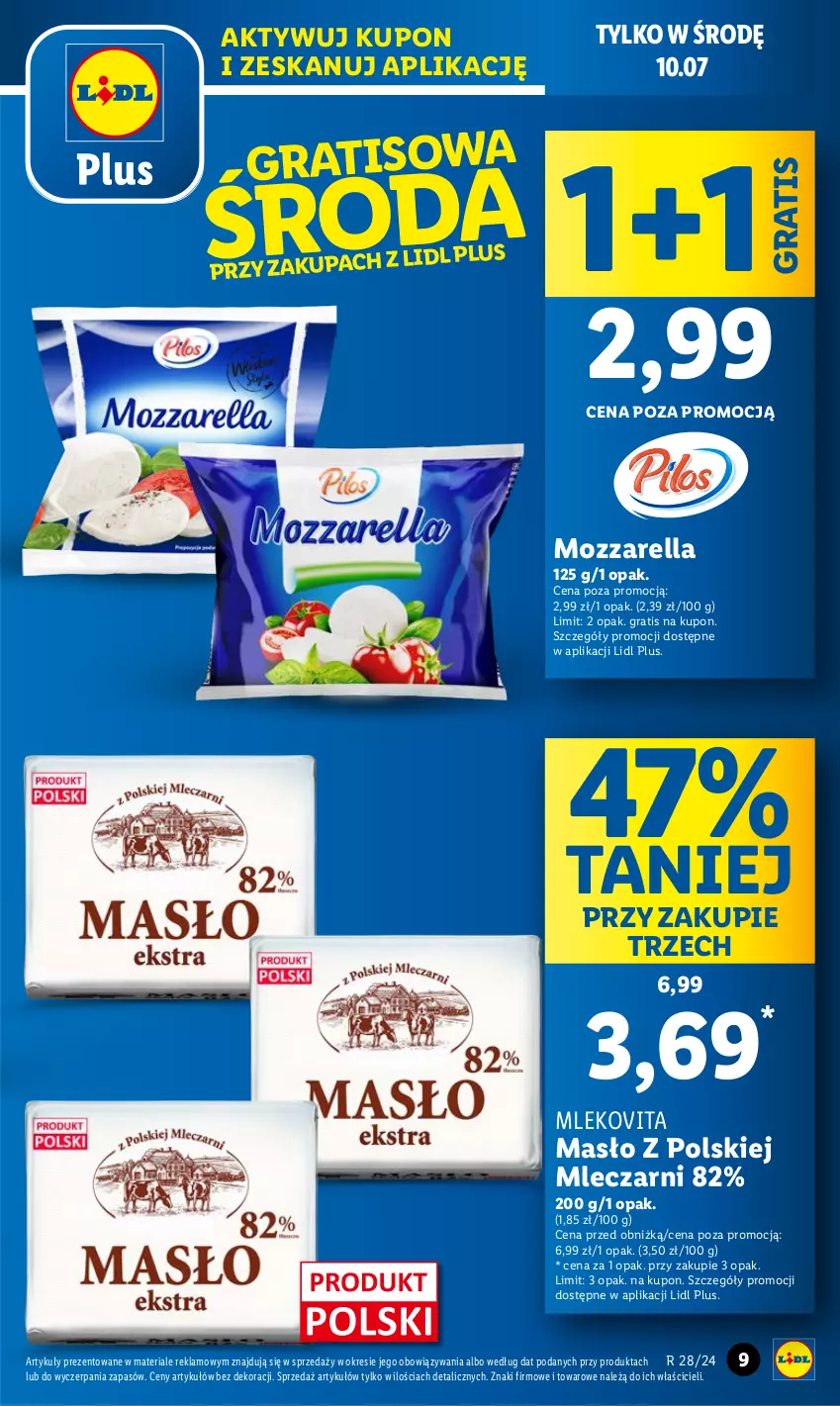 Gazetka promocyjna Lidl - GAZETKA - ważna 08.07 do 10.07.2024 - strona 9 - produkty: Gra, Masło, Mleko, Mlekovita, Mozzarella