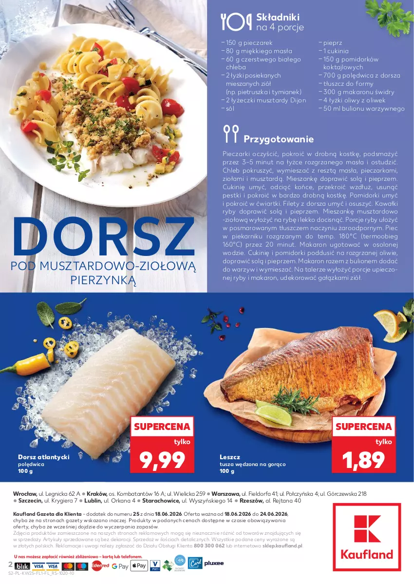 Gazetka promocyjna Kaufland - Ryby z naszej lady - ważna 18.06 do 24.06.2026 - strona 2 - produkty: Bulion, Chleb, Dorsz, Fa, Kawa, Lion, Makaron, Mus, Orka, Piec, Pieczarka, Piekarnik, Pieprz, Pietruszka, Polędwica, Pomidorki, Por, Sól, Talerz, Tusz, Wagi