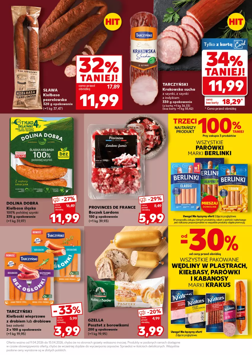 Gazetka promocyjna Kaufland - Mocny Start - ważna 13.04 do 15.04.2026 - strona 23 - produkty: Berlinki, Boczek, Kabanos, Kaki, Kiełbasa, Kiełbasa śląska, Krakus, Mięso, Parówki, Pasztet, Por, Przyprawy, Sól, Tarczyński, Waga