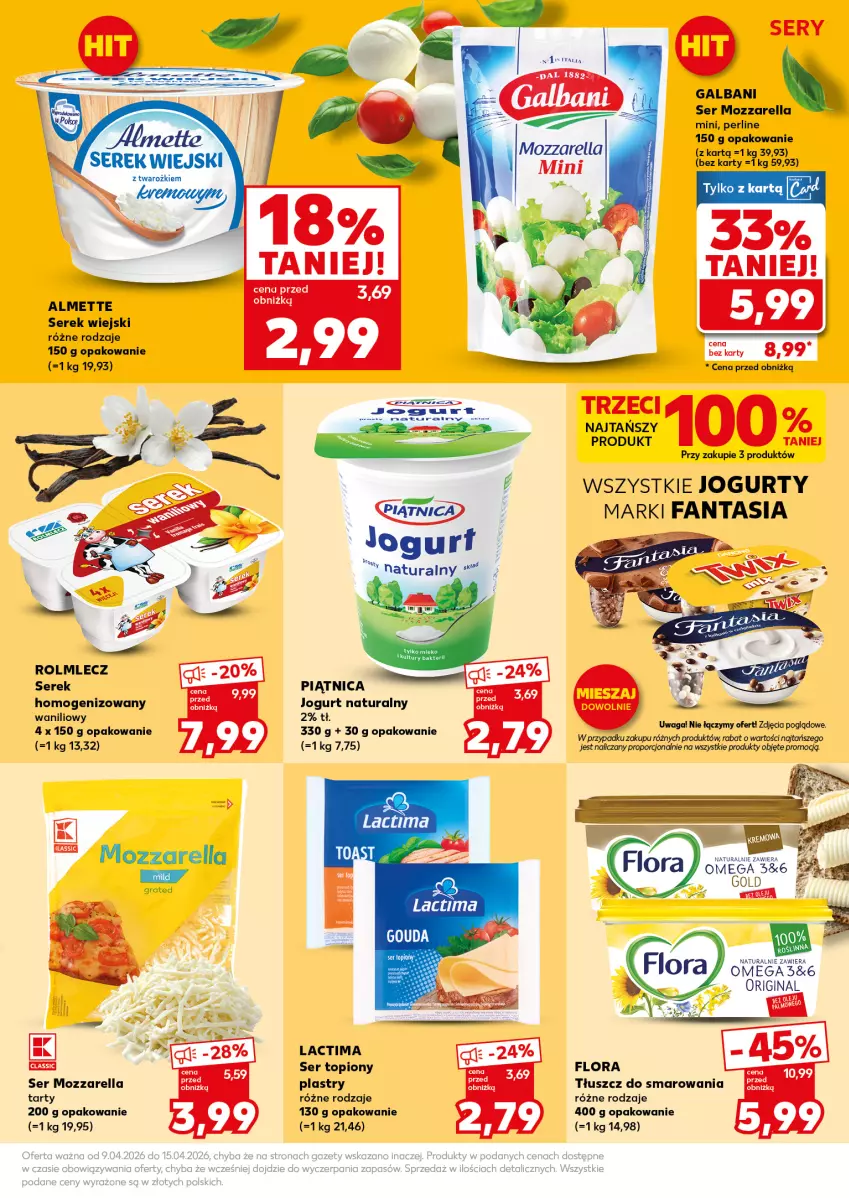 Gazetka promocyjna Kaufland - Mocny Start - ważna 13.04 do 15.04.2026 - strona 25 - produkty: Almette, Fa, Fanta, Flora, Galbani, Gin, Gouda, Gra, Jogurt, Jogurt naturalny, Mozzarella, Piątnica, Por, Rolmlecz, Ser, Ser topiony, Serek, Serek wiejski, Top