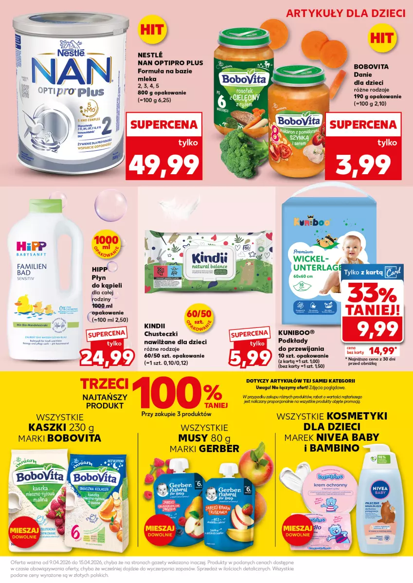 Gazetka promocyjna Kaufland - Mocny Start - ważna 13.04 do 15.04.2026 - strona 27 - produkty: BoboVita, Chia, Chusteczki, Dzieci, ELEX, Fa, Gerber, HiPP, Kindii, Mus, NAN Optipro, Nivea, Nivea Baby, Podkład, Por, Ryż, Waga