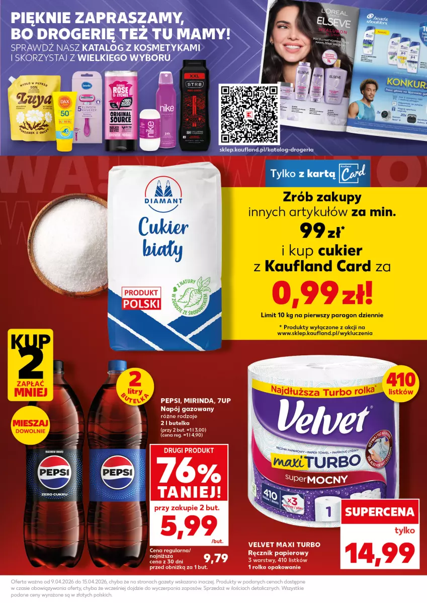 Gazetka promocyjna Kaufland - Mocny Start - ważna 13.04 do 15.04.2026 - strona 5 - produkty: 7up, Cukier, Mirinda, Papier, Pepsi, Ręcznik, Velvet