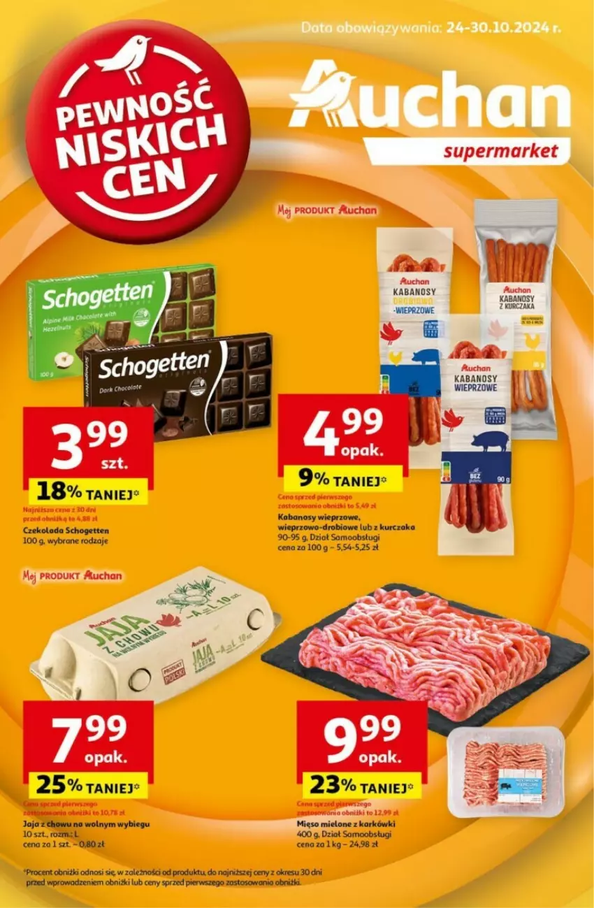 Gazetka promocyjna Auchan - ważna 24.10 do 30.10.2024 - strona 1 - produkty: Czekolada, Jaja, Schogetten