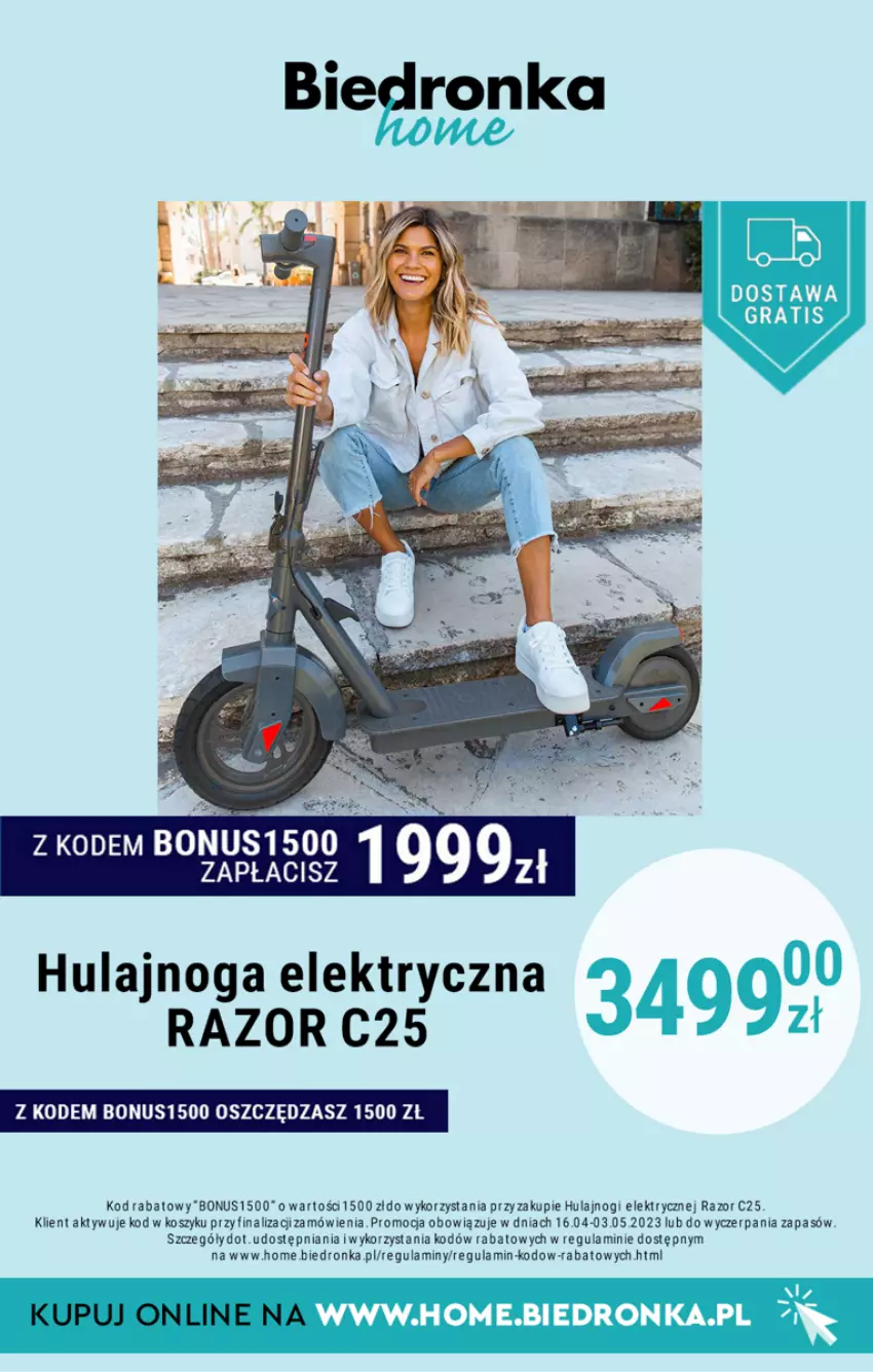 Gazetka promocyjna Biedronka - Biedronka Home - Gazetka - Biedronka.pl - ważna 16.04 do 03.05.2023 - strona 10 - produkty: Hulajnoga, Hulajnoga elektryczna, Hulajnogi elektryczne, Kosz