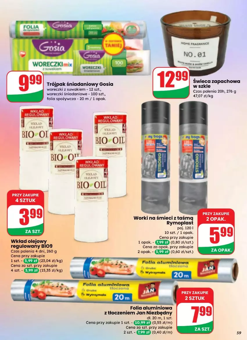 Gazetka promocyjna Dino - ważna 27.08 do 02.09.2025 - strona 55 - produkty: Danio, Folia aluminiowa, Jan Niezbędny, Mop, Olej, Wkład olejowy, Worki na śmiec, Worki na śmieci