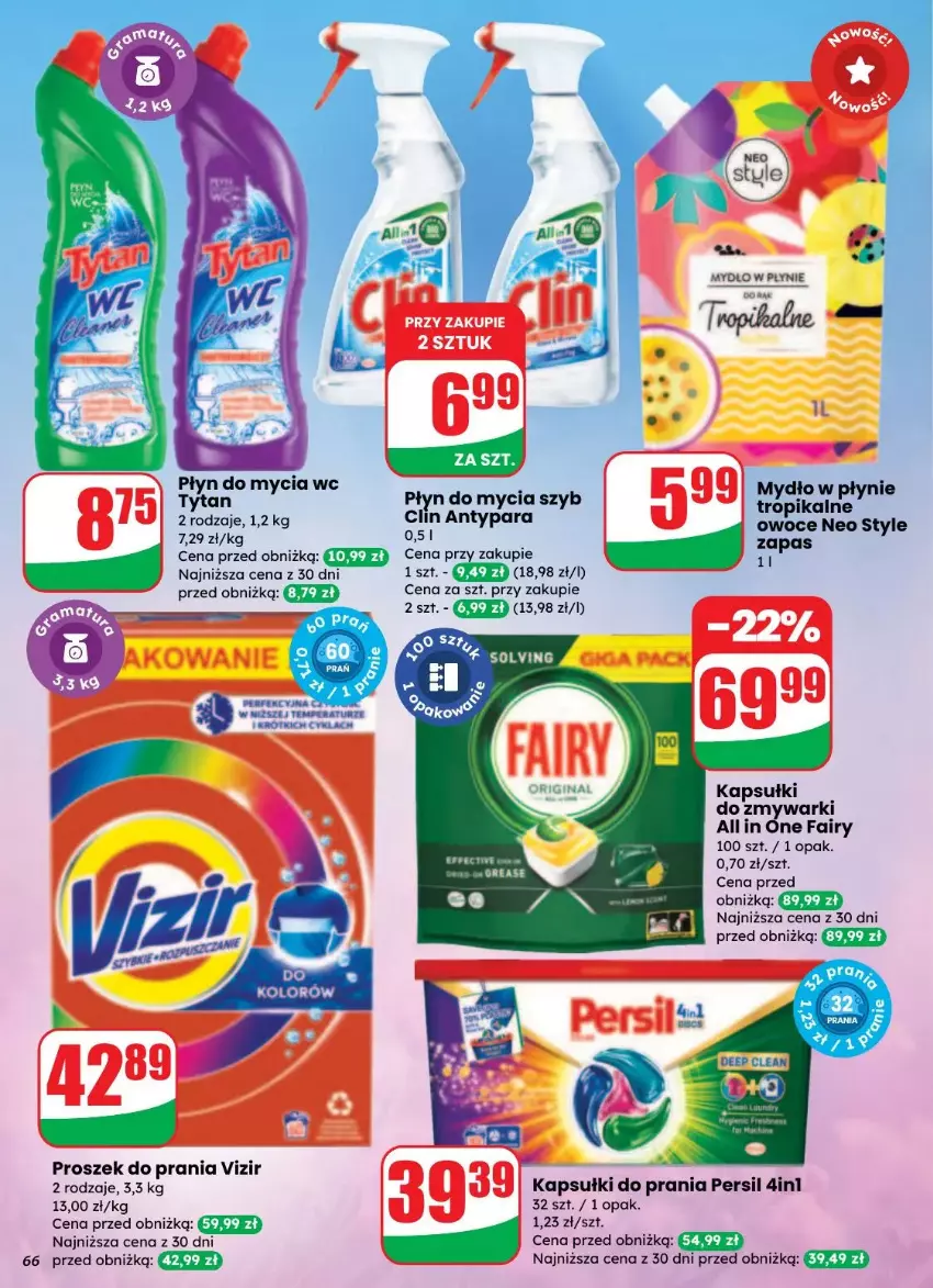 Gazetka promocyjna Dino - ważna 27.08 do 02.09.2025 - strona 63 - produkty: Fa, Fairy, Kapsułki do prania, Mydło, Mydło w płynie, Owoce, Persil, Płyn do mycia, Proszek do prania, Ryba, Tytan, Vizir, Zmywarki