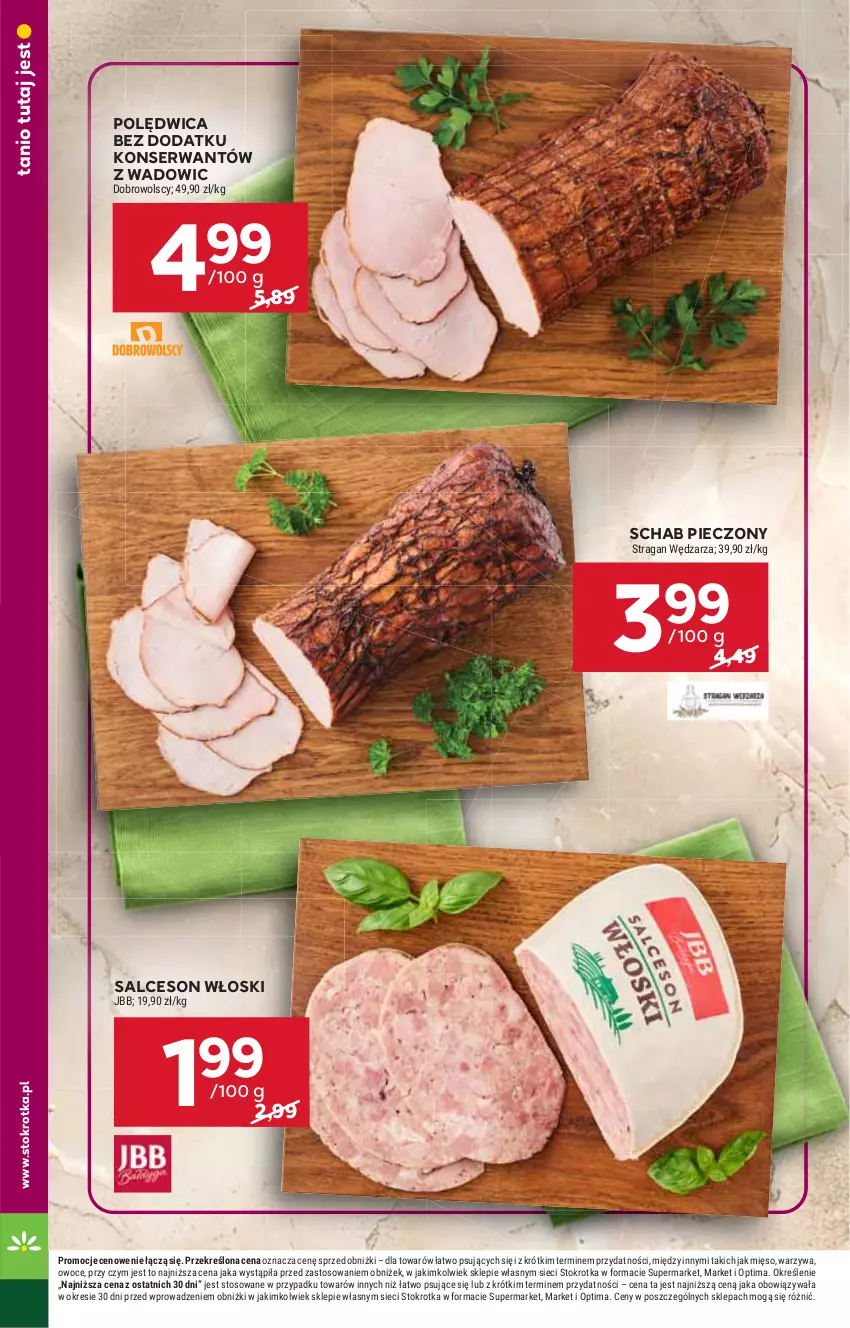 Gazetka promocyjna Stokrotka - Supermarket - ważna 17.09 do 23.09.2026 - strona 14 - produkty: Mięso, Optima, Owoce, Piec, Polędwica, Salceson, Schab pieczony, Ser, Warzywa