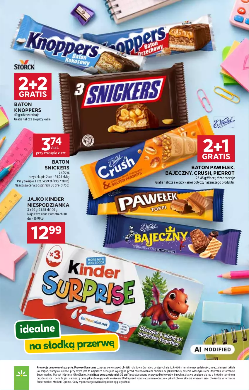 Gazetka promocyjna Stokrotka - Supermarket - ważna 17.09 do 23.09.2026 - strona 24 - produkty: Baton, Gra, Kinder, Knoppers, Snickers