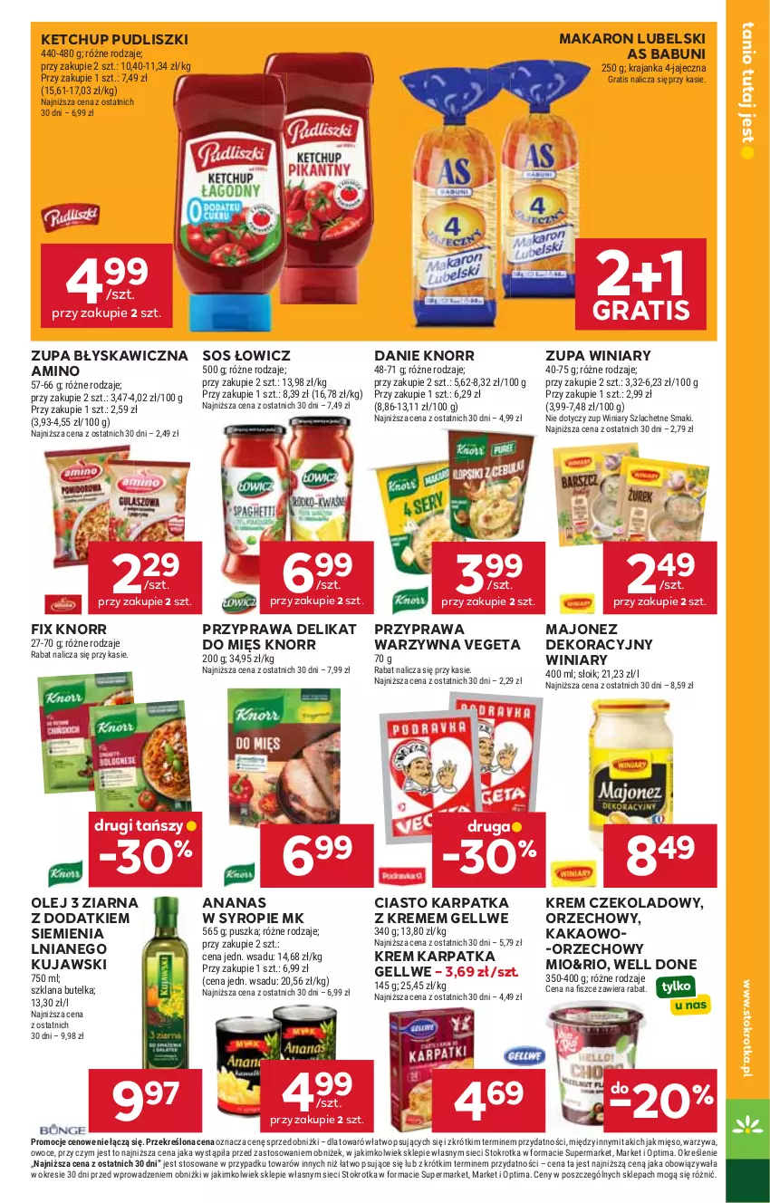 Gazetka promocyjna Stokrotka - Supermarket - ważna 17.09 do 23.09.2026 - strona 27 - produkty: Ananas, Babuni, Gra, Kakao, Karp, Ketchup, Knorr, Kujawski, LANA, Majonez, Makaron, Mięso, Olej, Optima, Owoce, Pudliszki, Sos, Syrop, Vegeta, Warzywa, Winiary, Zupa