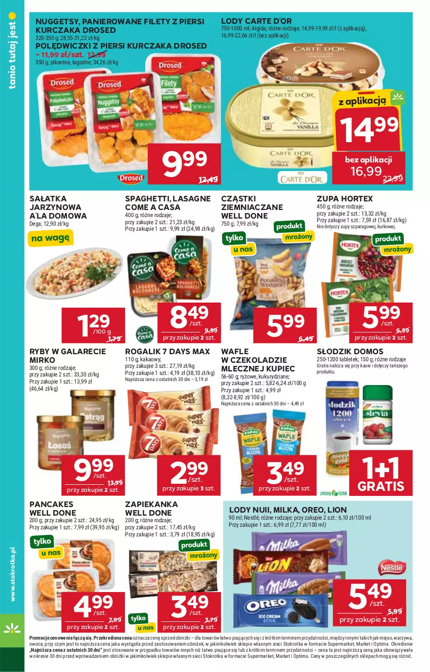 Gazetka promocyjna Stokrotka - Supermarket - ważna 17.09 do 23.09.2026 - strona 30 - produkty: 7 Days, Algida, Dega, Gala, Gra, Hortex, Kakao, Kupiec, Kurczak, Lasagne, LG, Lion, Lody, Mięso, Milka, Nestlé, Optima, Oreo, Owoce, Piec, Rogal, Ryż, Sałat, Sałatka, Spaghetti, Tablet, Wafle, Warzywa, Zapiekanka, Zupa