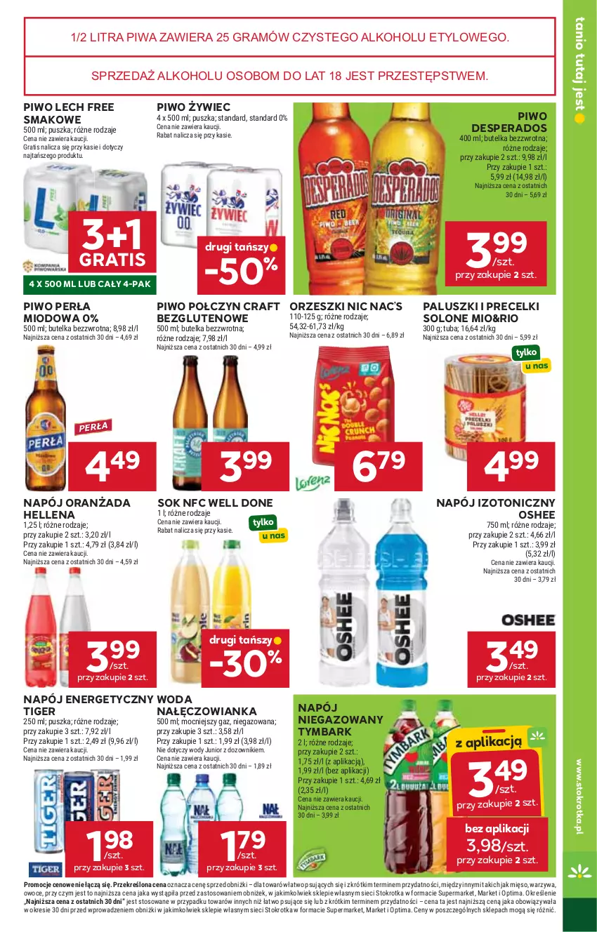 Gazetka promocyjna Stokrotka - Supermarket - ważna 17.09 do 23.09.2026 - strona 33 - produkty: Desperados, Dozownik, Gra, Hellena, Mięso, Nałęczowianka, Napój, Napój energetyczny, Napój izotoniczny, Napój niegazowany, Optima, Oranżada, Orzeszki, Oshee, Owoce, Perła, Piwa, Piwo, Precelki, Sok, Tiger, Tymbark, Warzywa, Woda