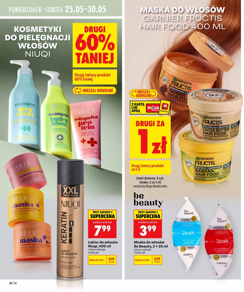 Gazetka promocyjna Biedronka - Gazetka - ważna 21.05 do 28.05.2026 - strona 10 - produkty: Be Be, Kosmetyki do pielęgnacji, Lakier, Lakier do włosów, Maska, Maska do włosów, Niuqi, Tera
